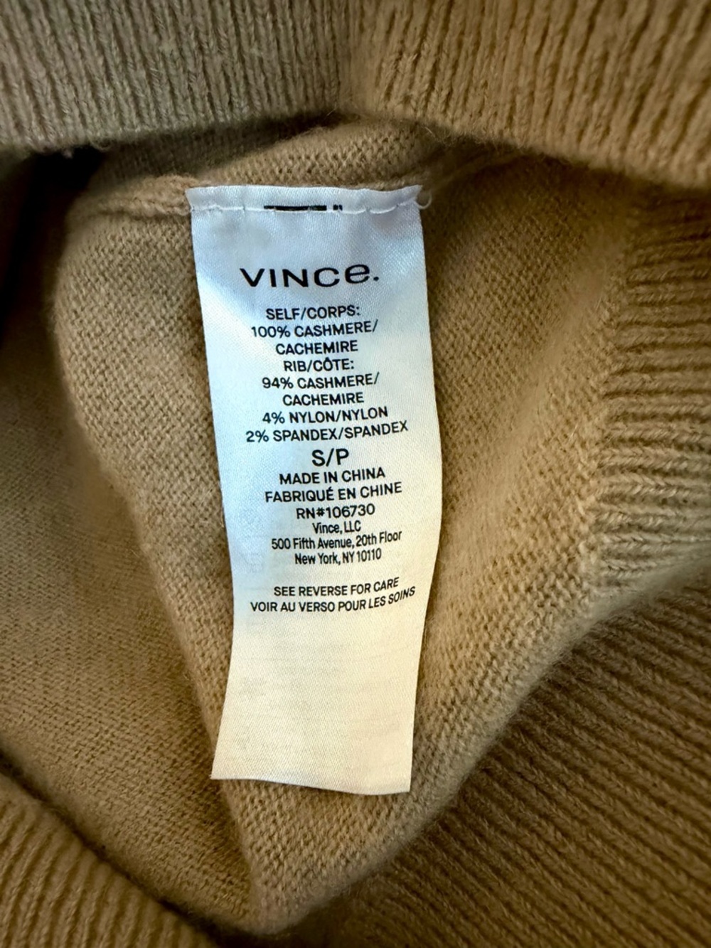 Vince Weekend Casual Cashmere Women’s V-Neck Sweater in Camel, Small - Picture 5 of 16